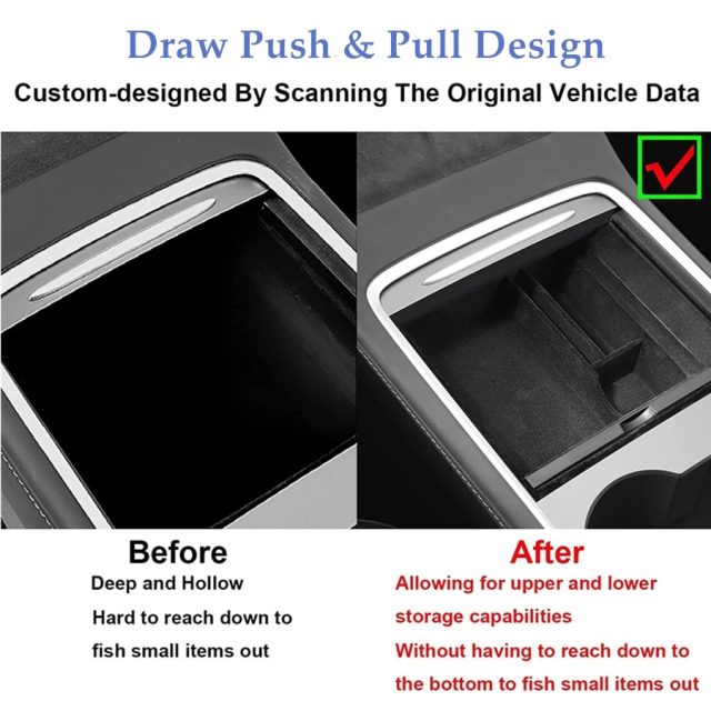 Upgrade Flocked Center Console Organizer Tray Cup Holder Insert Only For 2022 2023 Tesla Model 3 Y Hidden Cubby Drawer Interior