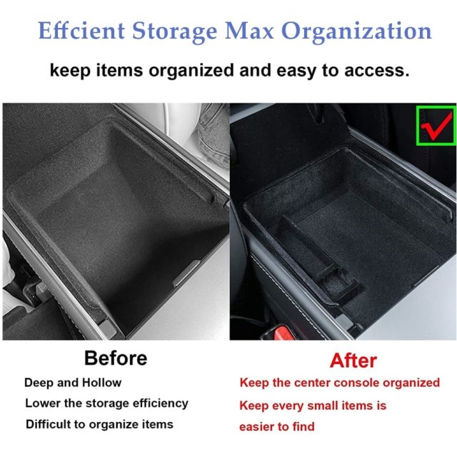 Upgrade Flocked Center Console Organizer Tray Cup Holder Insert Only For 2022 2023 Tesla Model 3 Y Hidden Cubby Drawer Interior