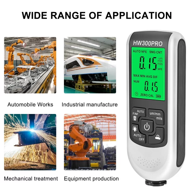 HW-300PRO Car Paint Film Automatic Thickness Gauge 0-2000UM Fe & NFe Coating Thickness Tester Manual Automotive Paint Tools