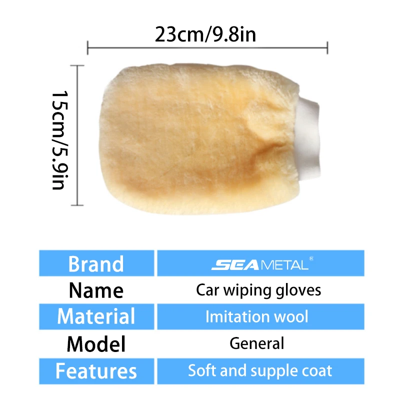 SEAMETAL Waterproof Car Wash Microfiber Gloves Soft Thickened Wool Plush Car Cleaning Mitt Double-faced Glove Car Wash Supplies