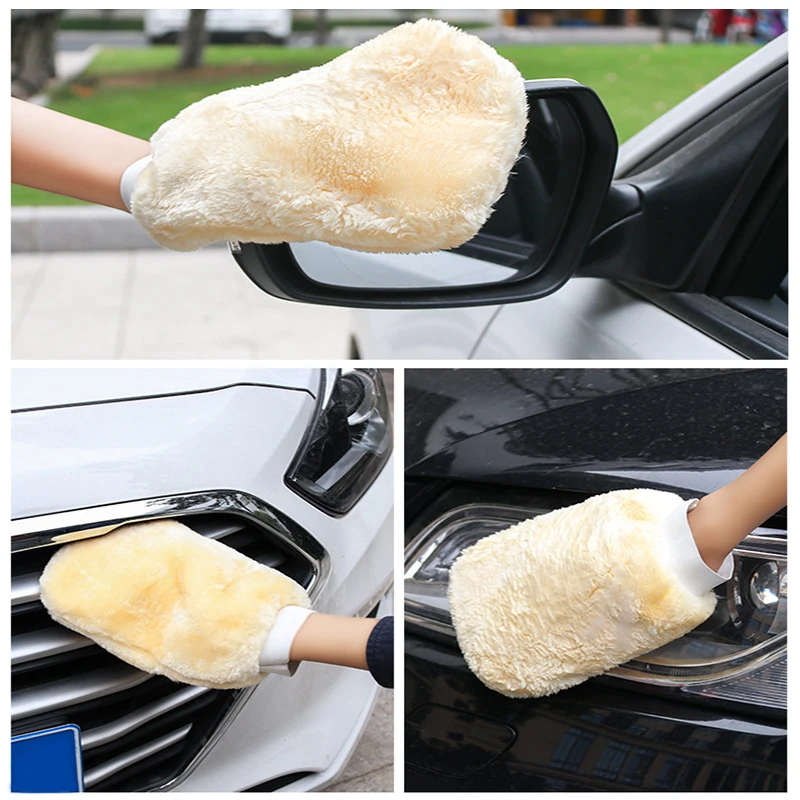 SEAMETAL Waterproof Car Wash Microfiber Gloves Soft Thickened Wool Plush Car Cleaning Mitt Double-faced Glove Car Wash Supplies