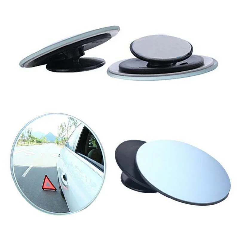 Car Blind Spot Rear View Mirror Wide Angle Adjustable Small Round Mirror 360° Rotation Reverse Auxiliary Rearview Convex Mirror