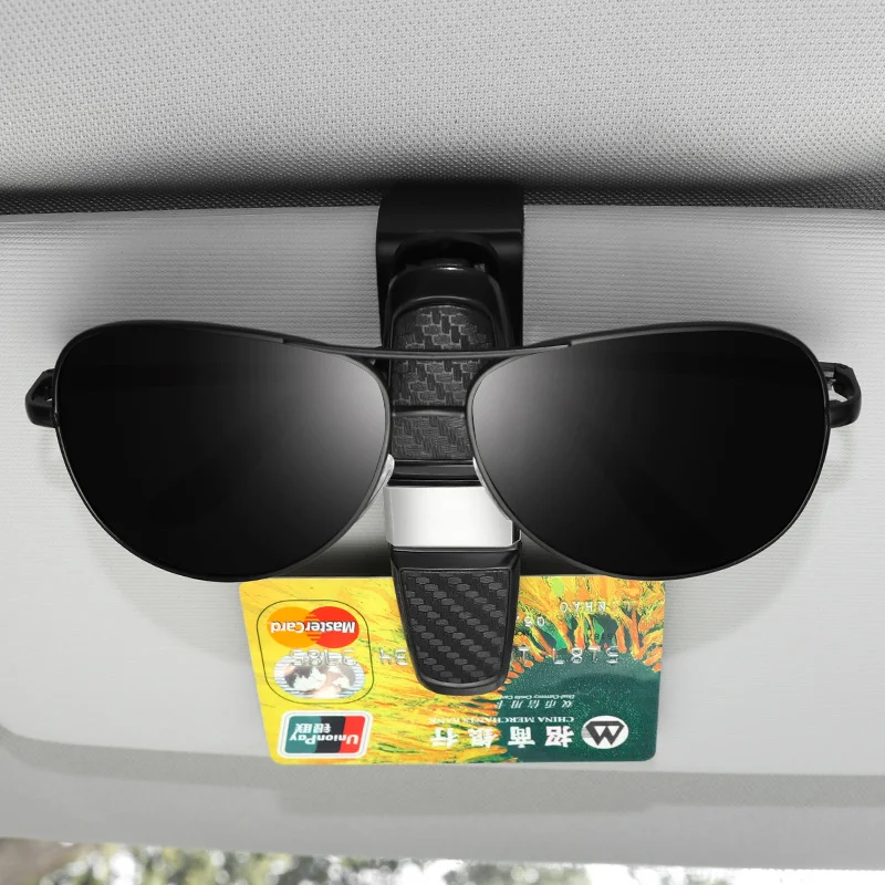 2PCS Car Glasses Case Auto Sun Visor Glasses Holder Sunglasses Clip Sunglasses Eyeglasses Card Holder Car Accessories Interior